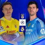 El portero del Benfica Anatoliy Trubin y el guardameta del Real Madrid Thibaut Courtois
