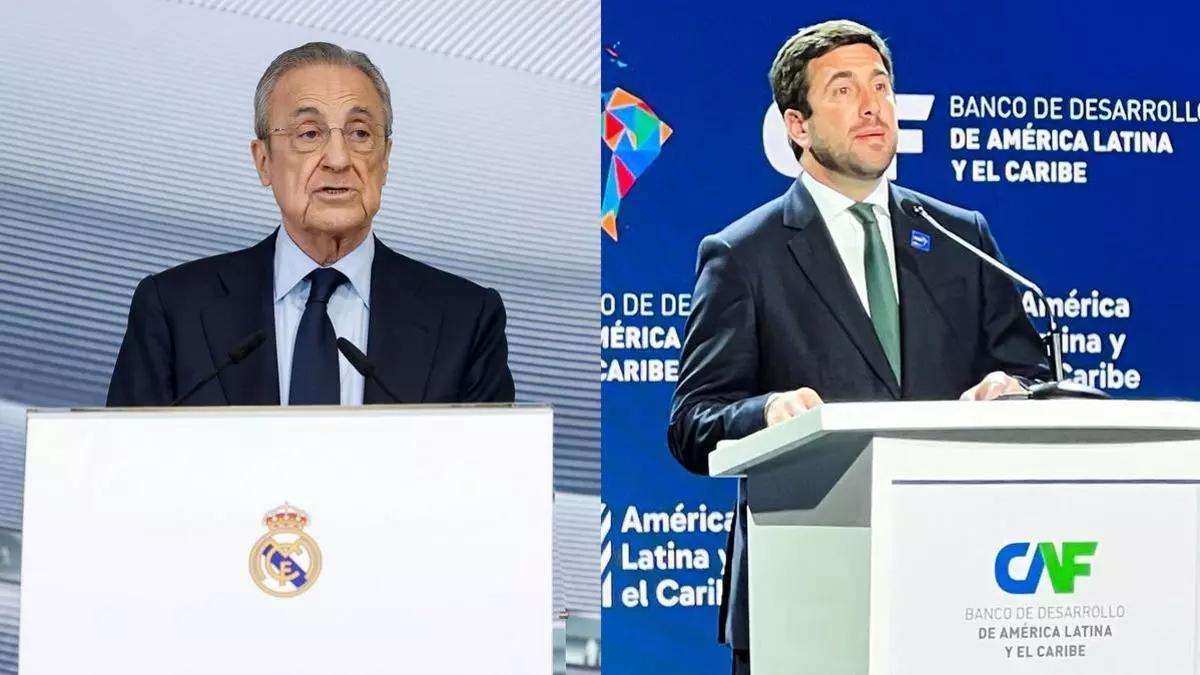 Florentino Pérez, presidente del Real Madrid; y Enrique Riquelme