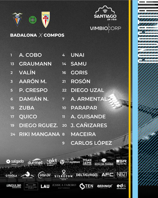 Convocatoria de la SD Compostela para Badalona