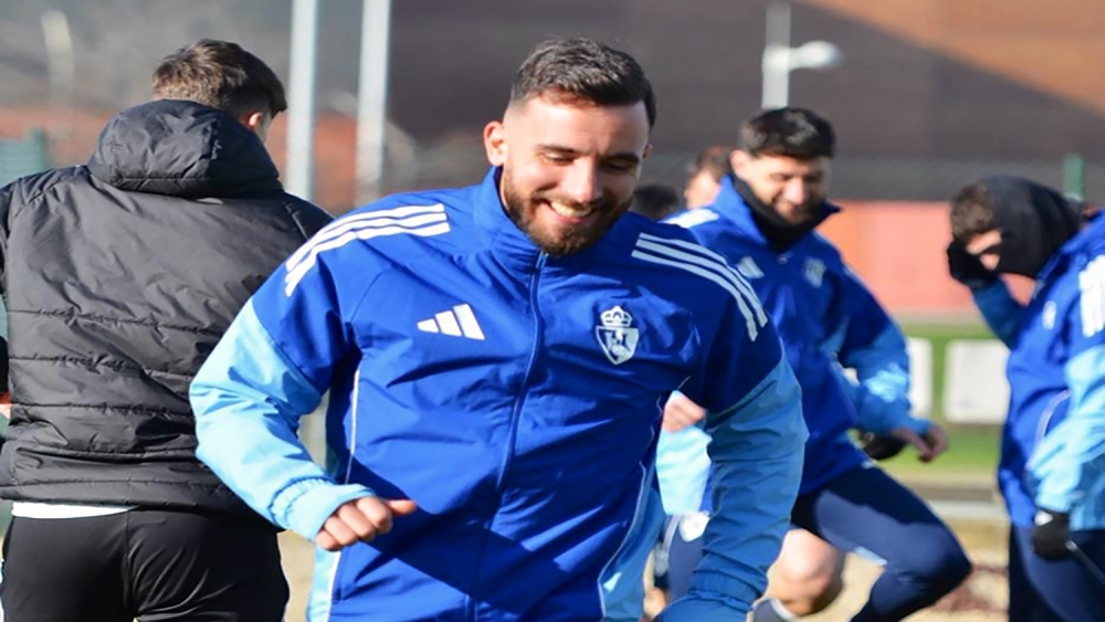 El fútbolista Ger Novoa en un entrenamiento