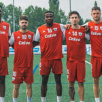 Jugadores del Bergantiños durante la pretemporada en As Eiroas