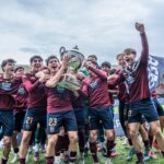 Jugadores del Pontevedra CF B celebrando el ascenso a Tercera Federación