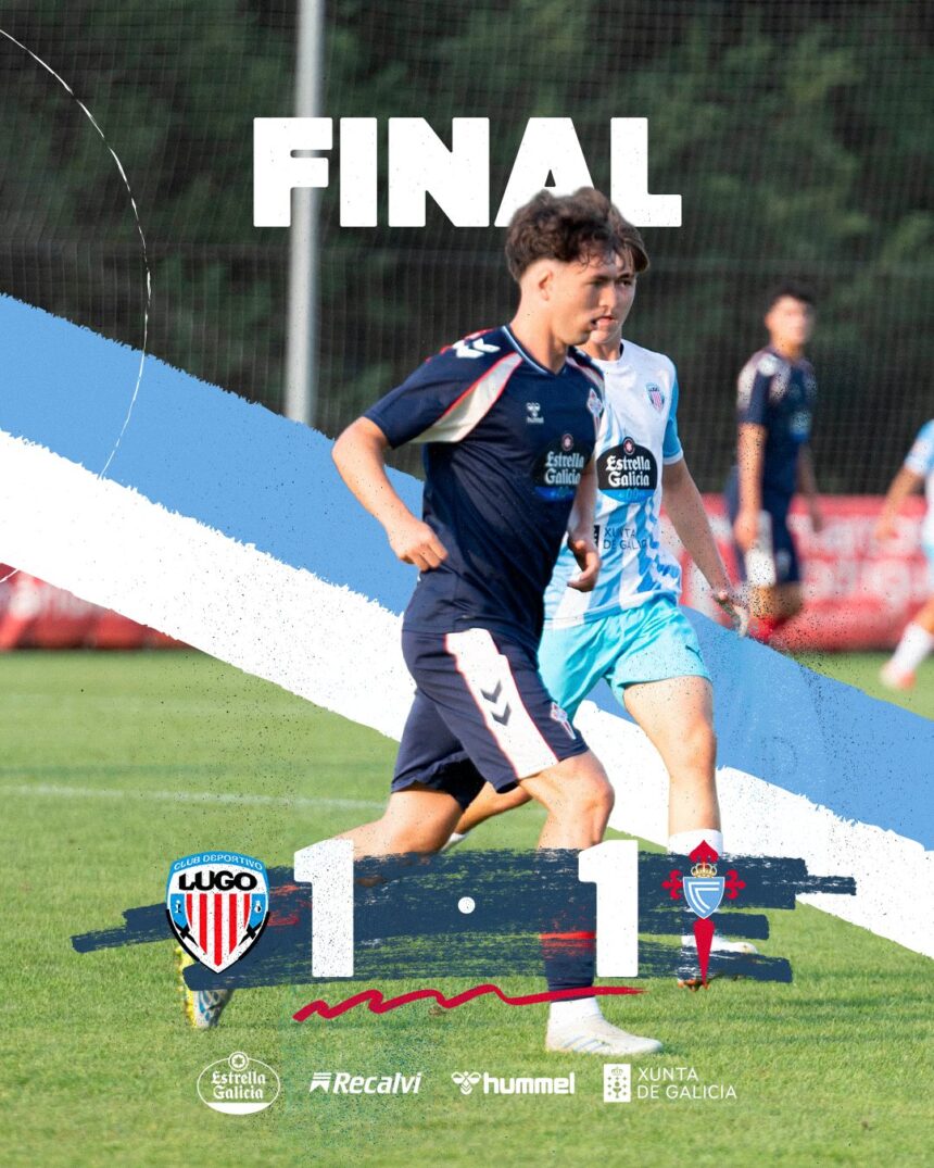 Acción del amistoso entre el Celta Fortuna y el CD Lugo en el Día de Galicia