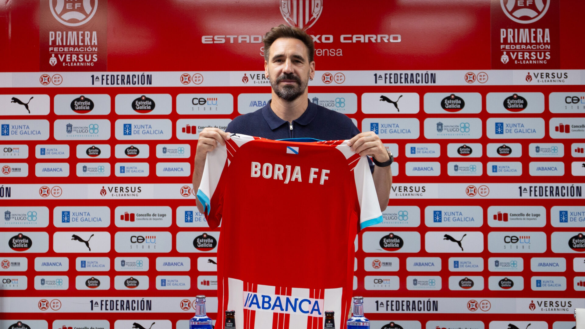 Borja Fernández, entrenador del CD Lugo, durante su presentación en el Anxo Carro