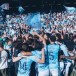 Jugadores del Celta Fortuna celebran su ascenso histórico a Segunda División en Balaídos