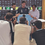 Sergio Álvarez, Marcos Alonso y Marco Garcés, jugadores del Celta, en la ciudad deportiva de Mos