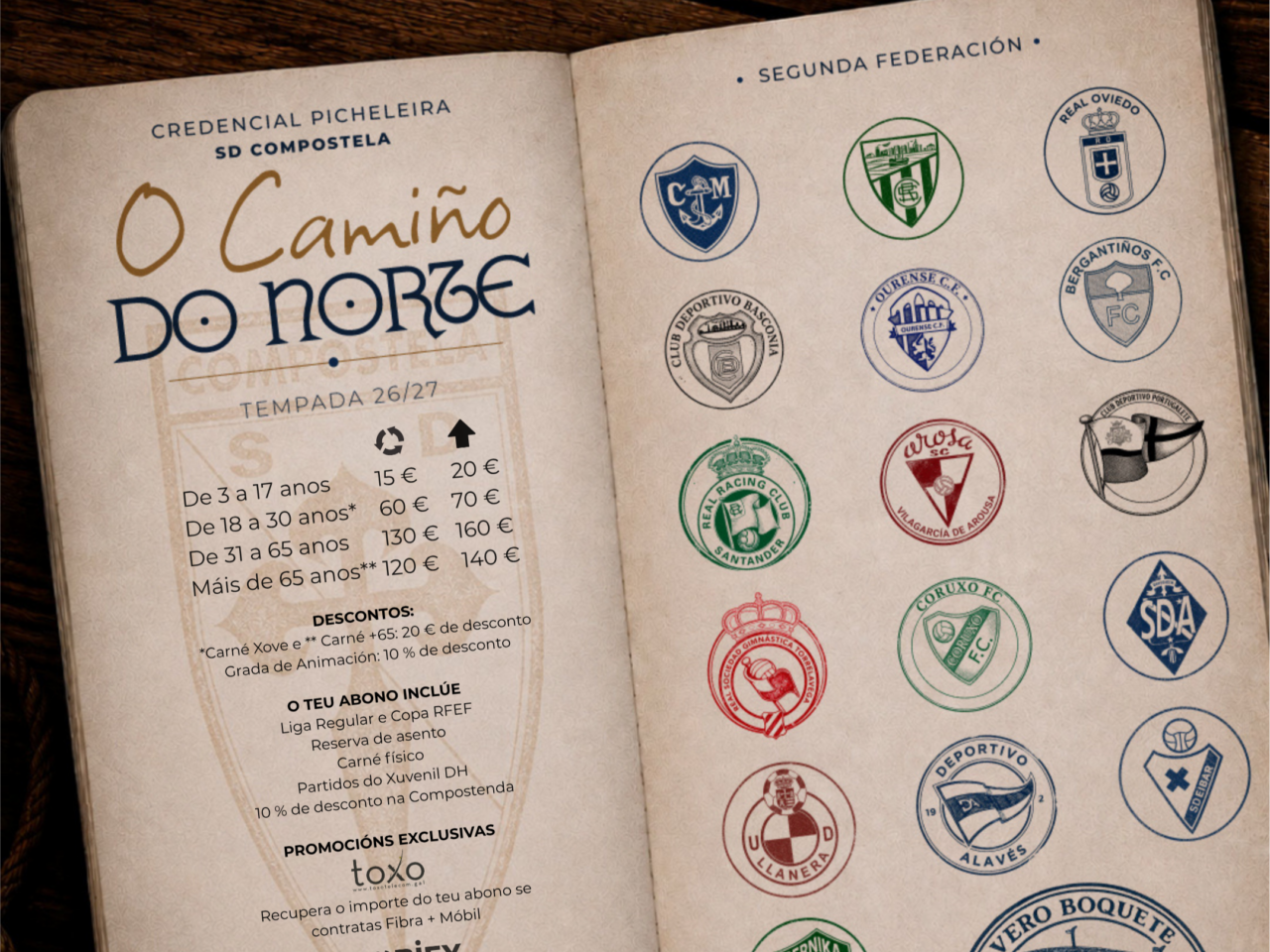 Cartel de la campaña de abonos O Camiño do Norte de la SD Compostela