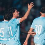Hugo González celebra un gol con el Celta en pretemporada