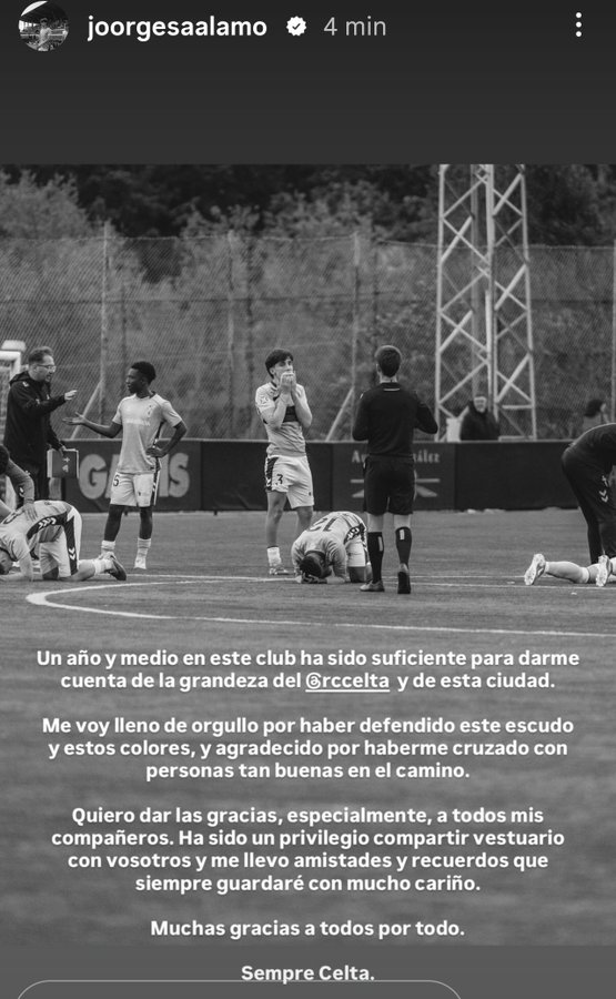 Jorge Sálamo se despide de la cantera del Celta tras año y medio en A Madroa