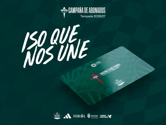 Cartel de la campaña de abonados 2026/27 del Racing Club Ferrol