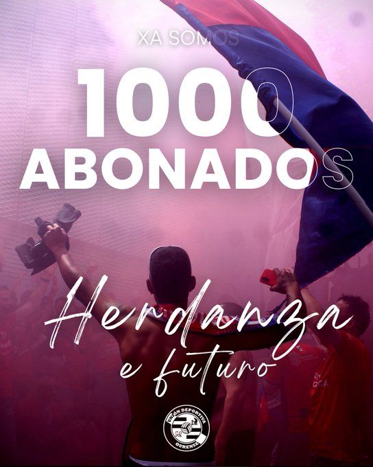 Afición de la UD Ourense celebrando los 1.000 abonados de la campaña 2026/27