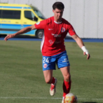 Simón Luca, lateral izquierdo de la UD Ourense, durante un partido de la pasada temporada
