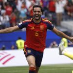 Mikel Merino celebra el gol de la victoria de España ante Bélgica en el Mundial 2026