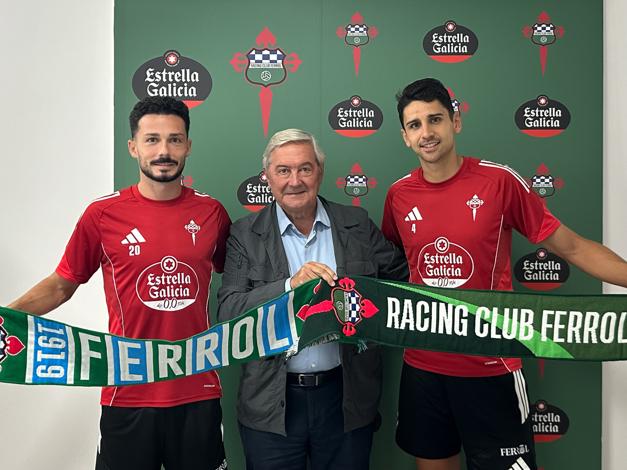 David Castro y Josep Señé Bernal, durante su presentación con el Racing de Ferrol