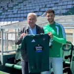 Esquerdo junto al presidente del Racing Manuel Ansede