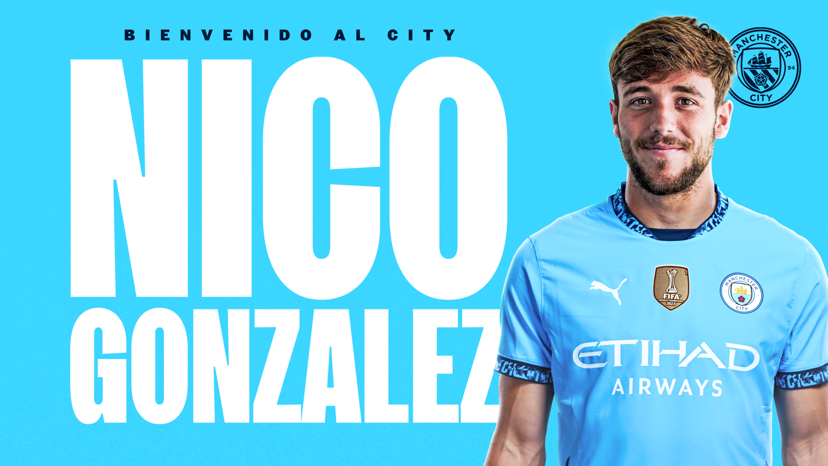 Nico González, centrocampista gallego del Manchester City, antes de su fichaje por el Newcastle