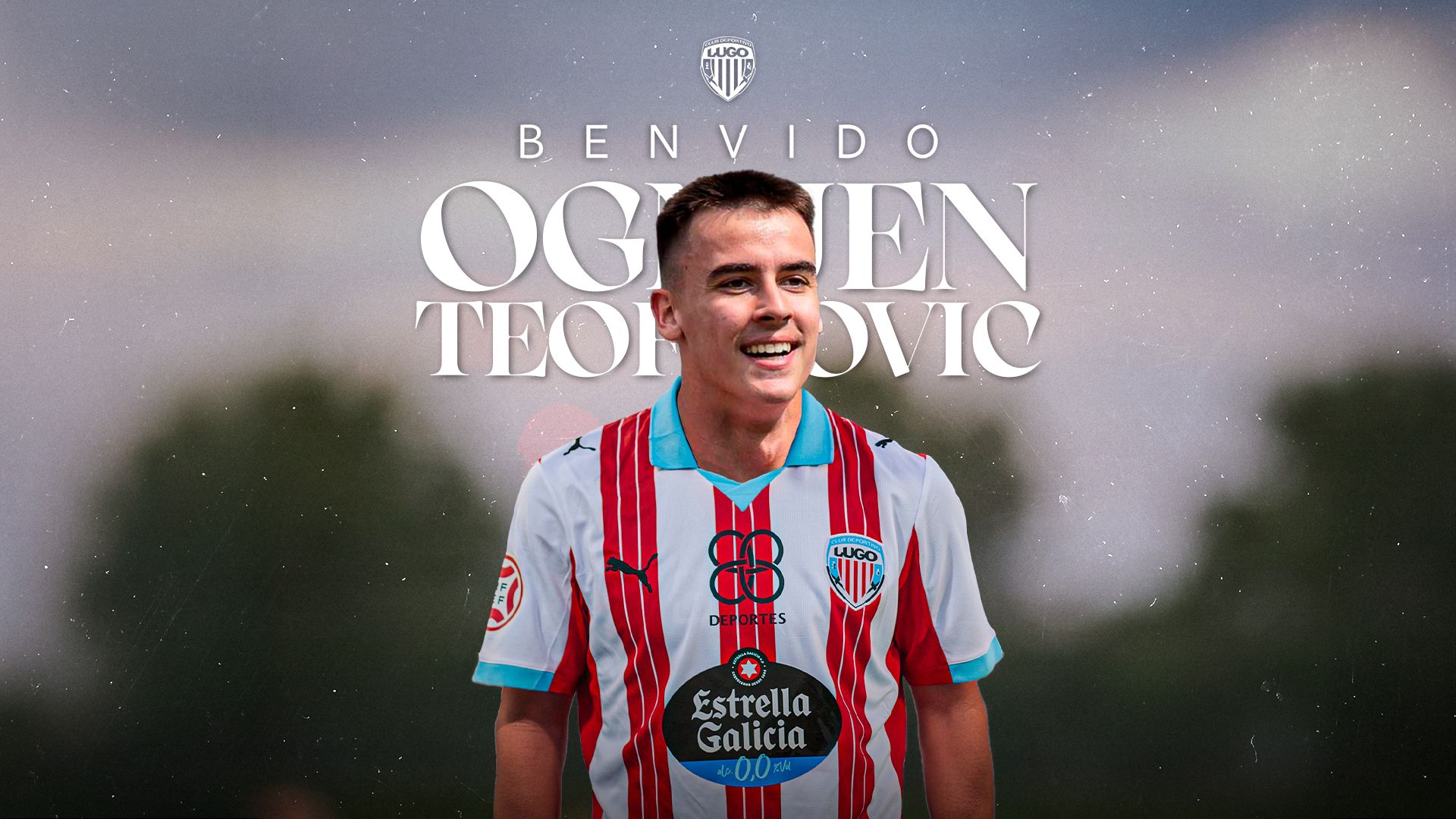 Ognjen Teofilovic, delantero del CD Lugo, en su presentación con el club albivermello