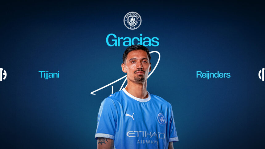 Tijjani Reijnders en la imagen oficial de su despedida del Manchester City