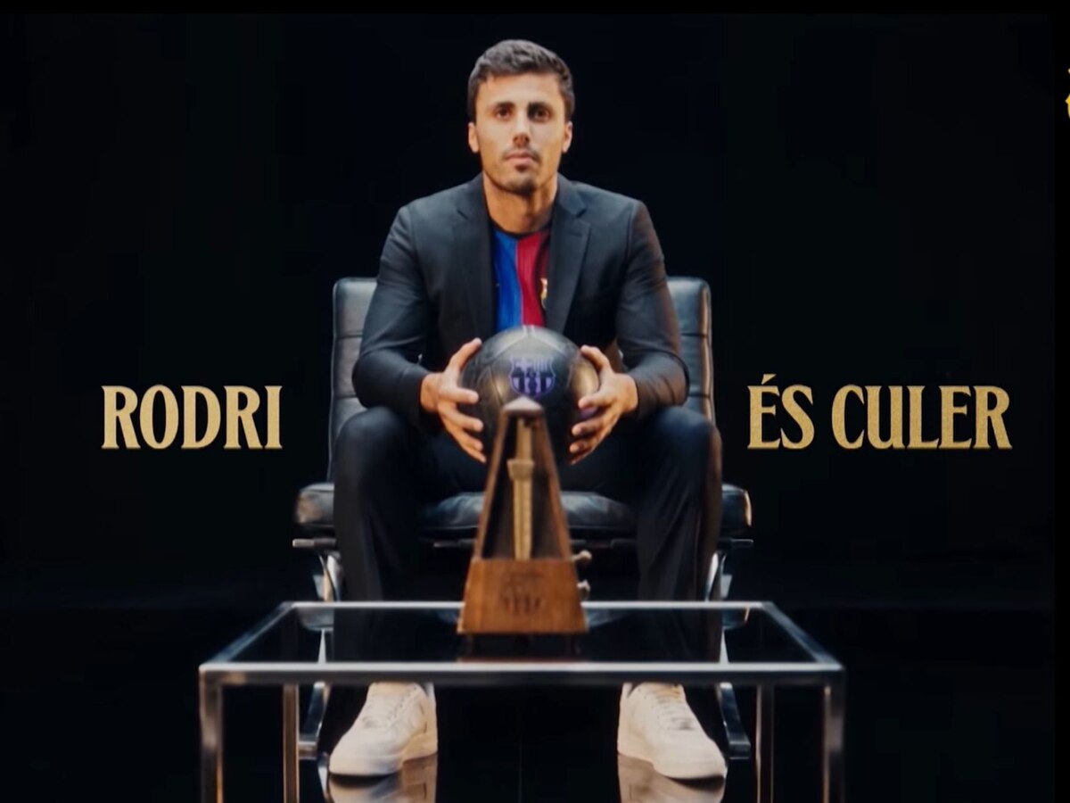 Rodri Hernández, nuevo jugador del FC Barcelona, durante su presentación