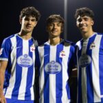 Mauro Valeiro, Frank Iglesias y Leandro Altieri tras debutar con el primer equipo del Deportivo