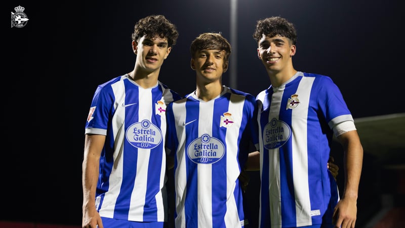 Mauro Valeiro, Frank Iglesias y Leandro Altieri tras debutar con el primer equipo del Deportivo