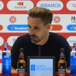 Borja Fernández durante su comparecencia tras el Lugo-Coria