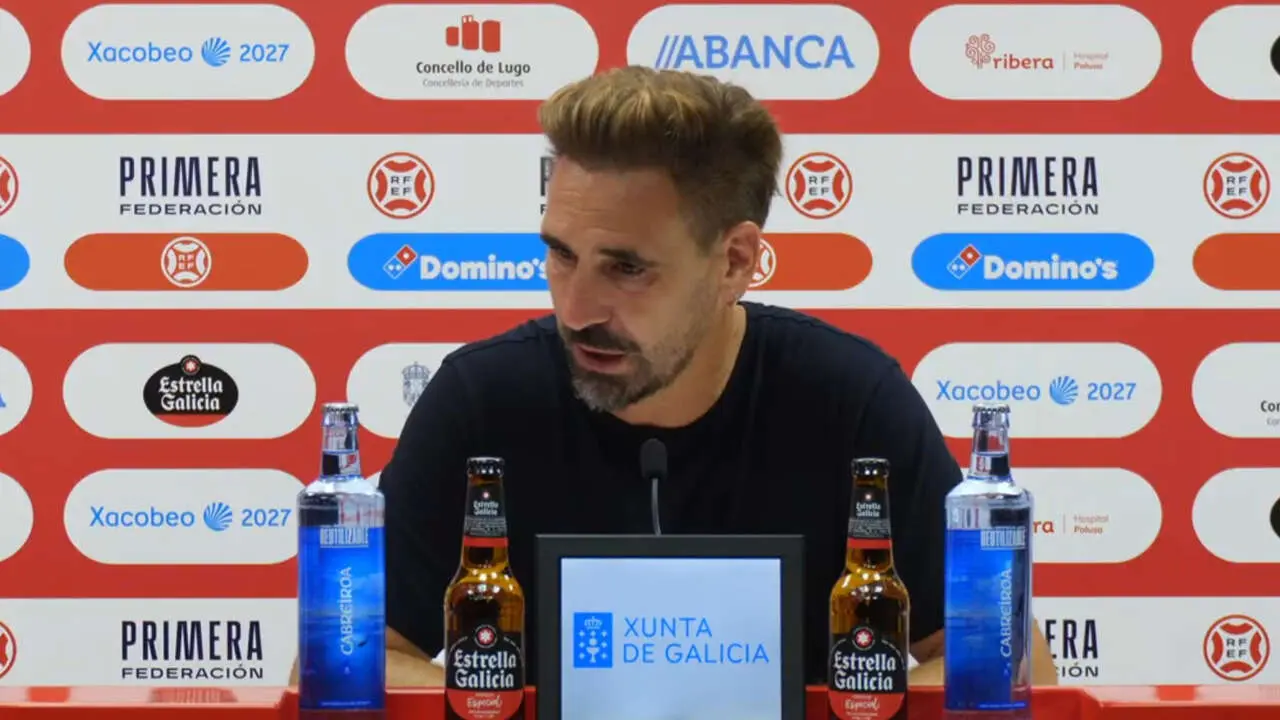 Borja Fernández durante su comparecencia tras el Lugo-Coria
