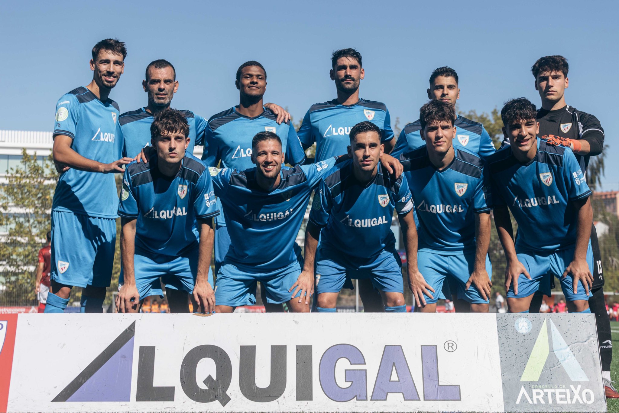 Once titular del Atlético Arteixo antes del partido ante el Estradense en Ponte dos Brozos