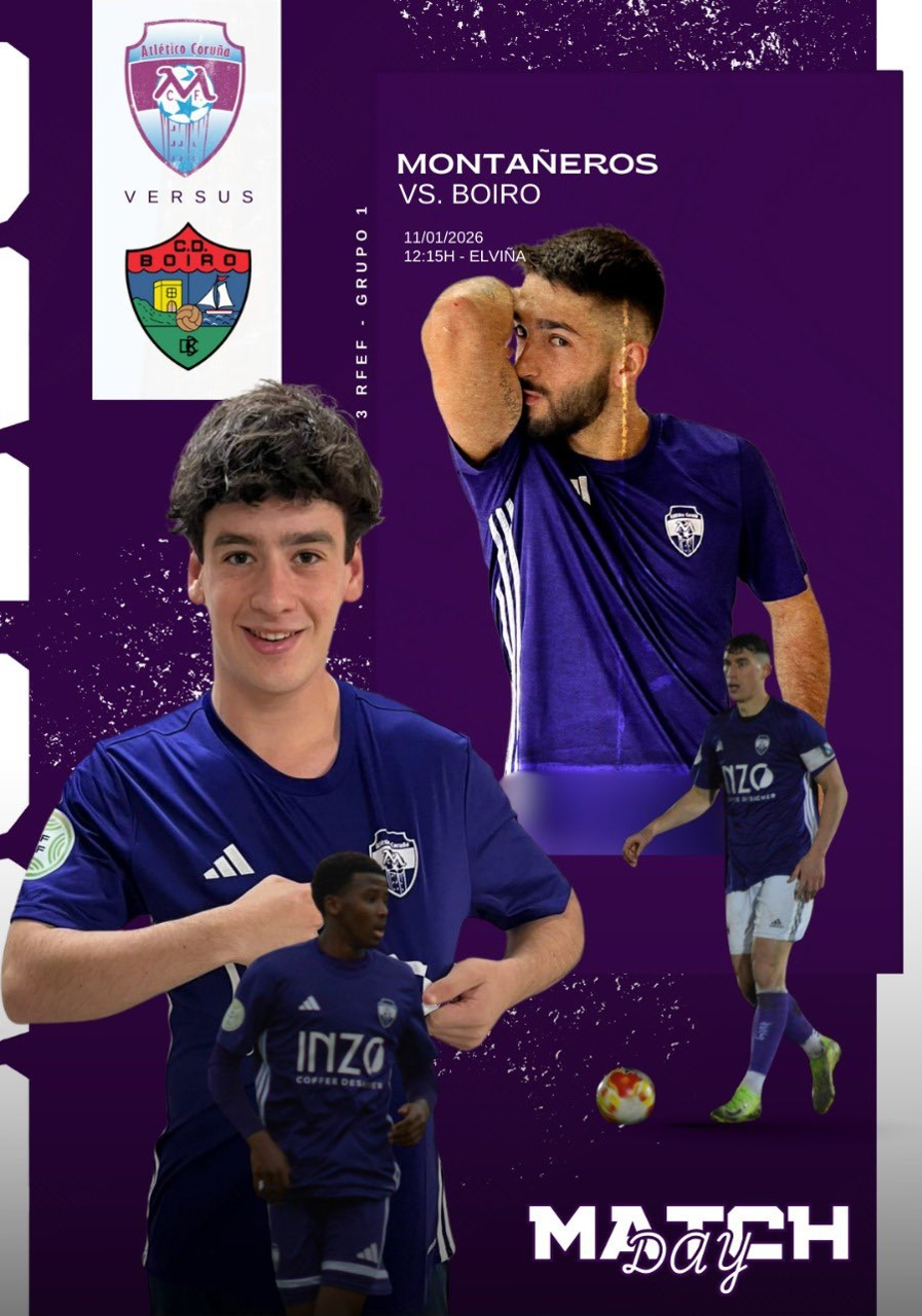 Jugadores del Atlético Coruña Montañeros con la equipación morada