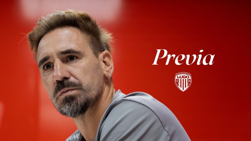 Borja Fernández durante la rueda de prensa previa al Lugo-Coria