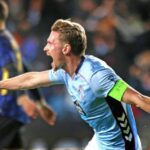 Carl Starfelt celebra un gol con el Celta en Balaídos