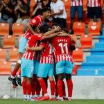 Jugadores del CD Lugo celebran el gol ante el Racing de Ferrol en el Anxo Carro