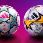 Balón oficial de la Champions League 2026/27 sobre fondo azul