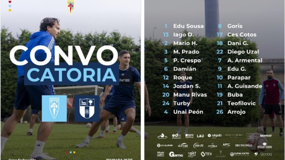 Convocatoria de la SD Compostela para recibir al CD Derio en la Copa Federación