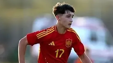 Germán Alonso durante un partido con la selección española sub-15