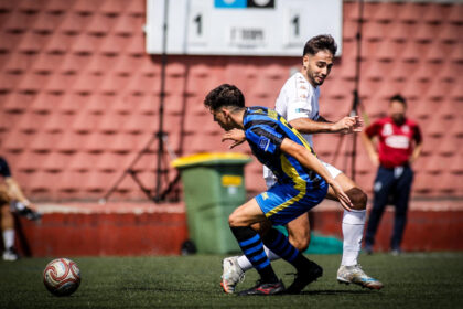 David Rojo y Rubén Casás durante el Silva-Céltiga de la primera jornada de Tercera Federación 2026/27