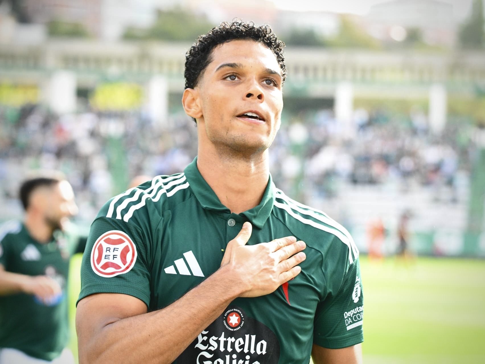 Etienne Eto'o durante el Racing de Ferrol-Pontevedra en A Malata