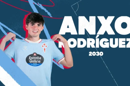 Anxo Rodríguez en la imagen oficial de su renovación con el Celta hasta 2030