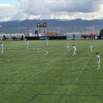Las jugadoras de As Celtas sobre el césped de A Madroa durante un partido