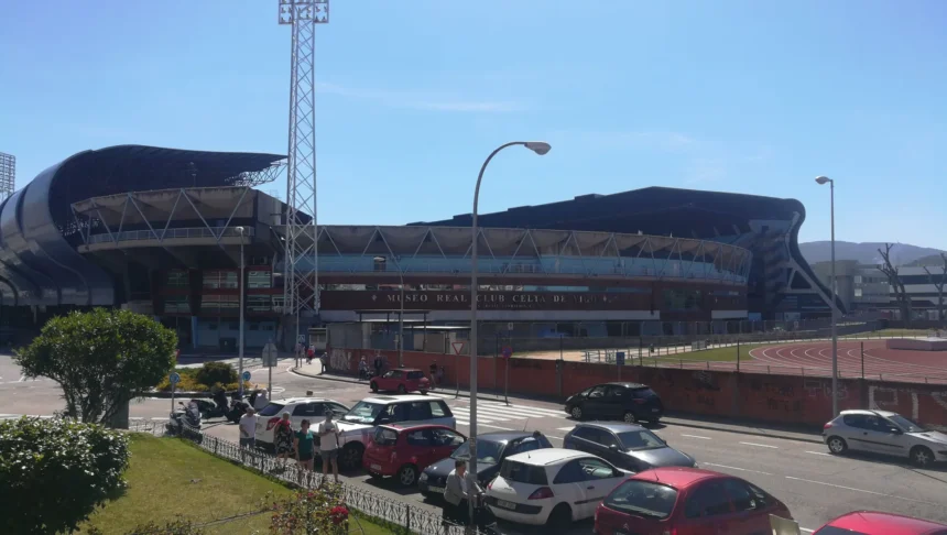 Vista exterior del estadio de Balaídos, en Vigo