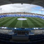 Gradas y terreno de juego del estadio de Butarque, en una fotografía de 2017