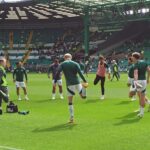 Exterior de Celtic Park en Glasgow durante un día de partido