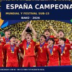 Ilustración generada con inteligencia artificial de la conquista del Mundial y Festival sub-15 de Bakú por España