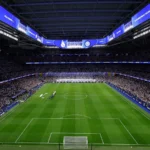 Jugadores del Real Madrid celebran un gol en el Bernabéu, en la imagen oficial de la previa ante el Leipzig